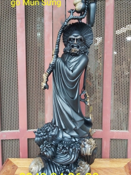 ĐẠT MA QUÁ HẢI gỗ Mun Sừng quy hiếm.  Kt: 71cm30cm28cm