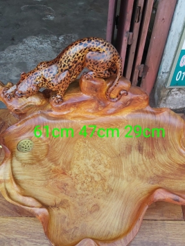 Khay trà Báo Đốm.  Gỗ Hương Việt 