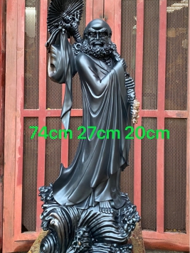 Đạt Ma gỗ Mun Sừng quý hiếm.  Kt 74cm 27cm 20cm 