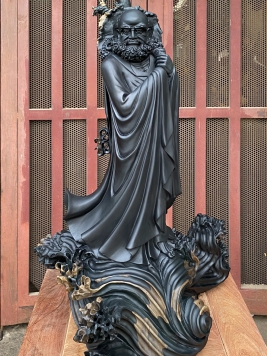 Đạt Ma gỗ Mun Sừng quý hiếm.  Cao 61cm 38cm 27cm