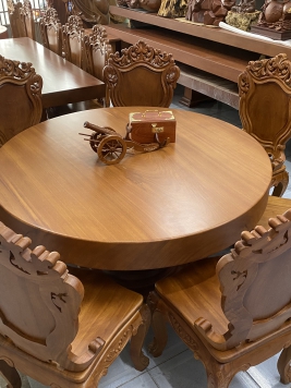 Bộ bàn ăn gỗ gõ đỏ. Kt mặt 140cm 14cm 