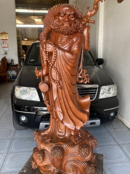 Đạt Ma Quá Hải gỗ gõ đỏ. Kt : 170cm 65cm 50cm 