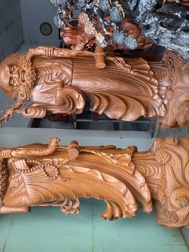 Đạt Ma Quá Hải gỗ gõ đỏ. Kt 2m80 1m15  0m85